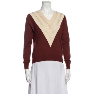 Sandro V-Neck Maroon Sweater
